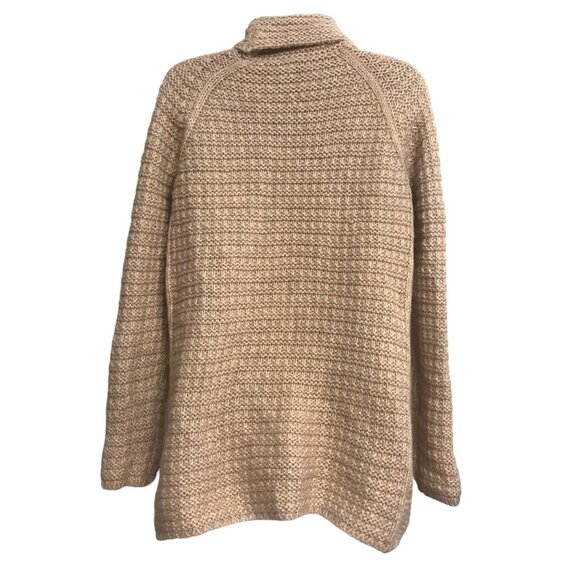 ANN TAYLOR Chunky Knit Deep Cowl Neck Mohair Blend Knit Sweater Sand Size L - Picture 3 of 5